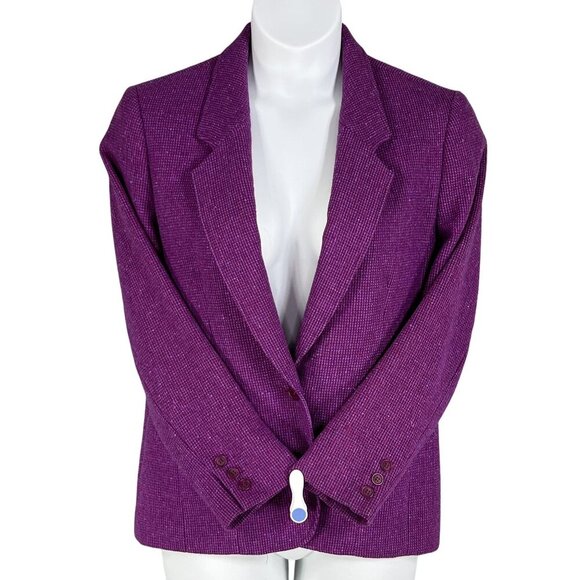 Pendleton Women 14 Pure Virgin Wool Blazer Purple Tweed Jacket USA Made Timeless - Picture 3 of 16